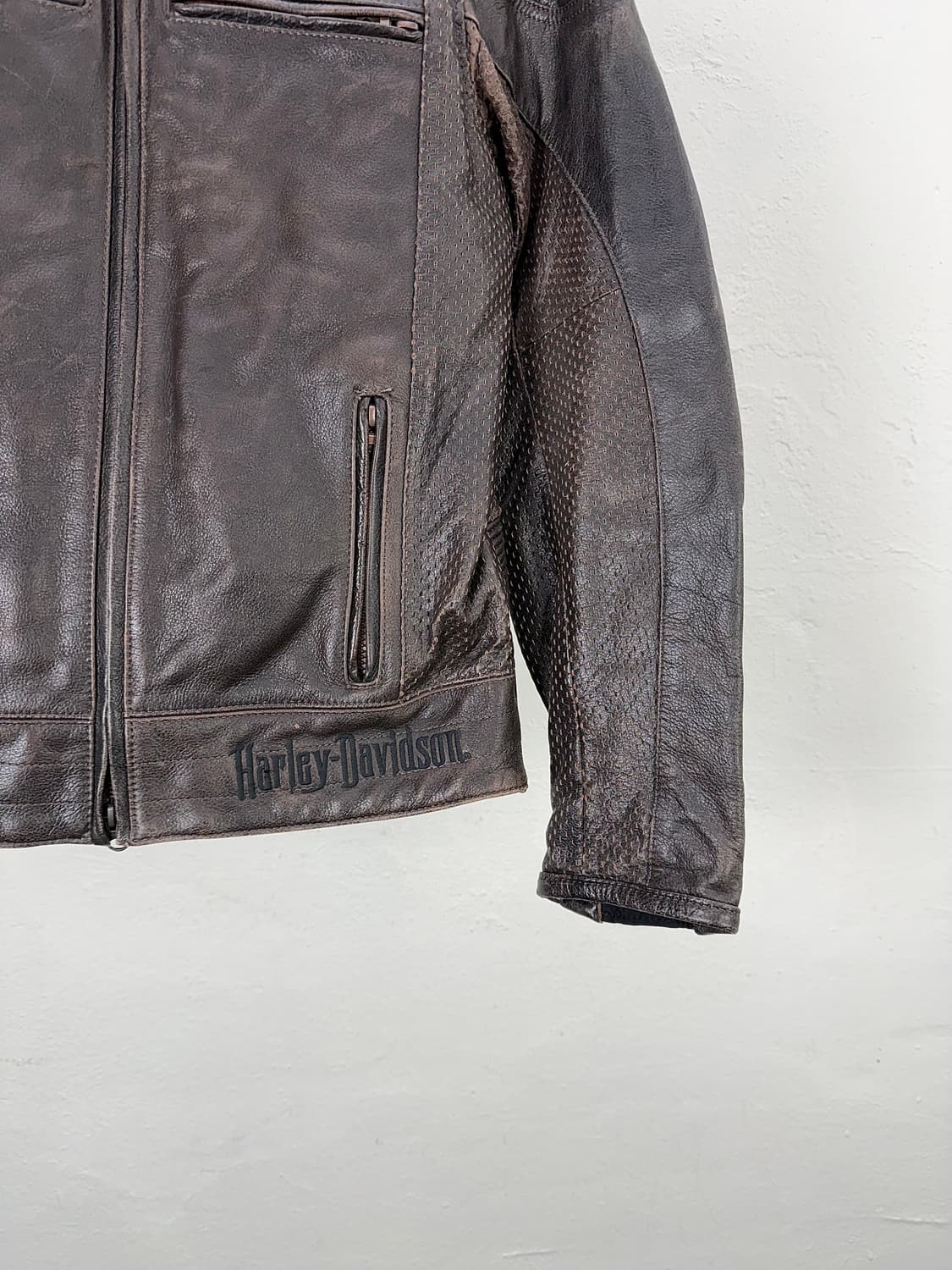 할리 데이비슨 브라운 라이딩 기어 버팔로 레더 자켓 상품이미지5