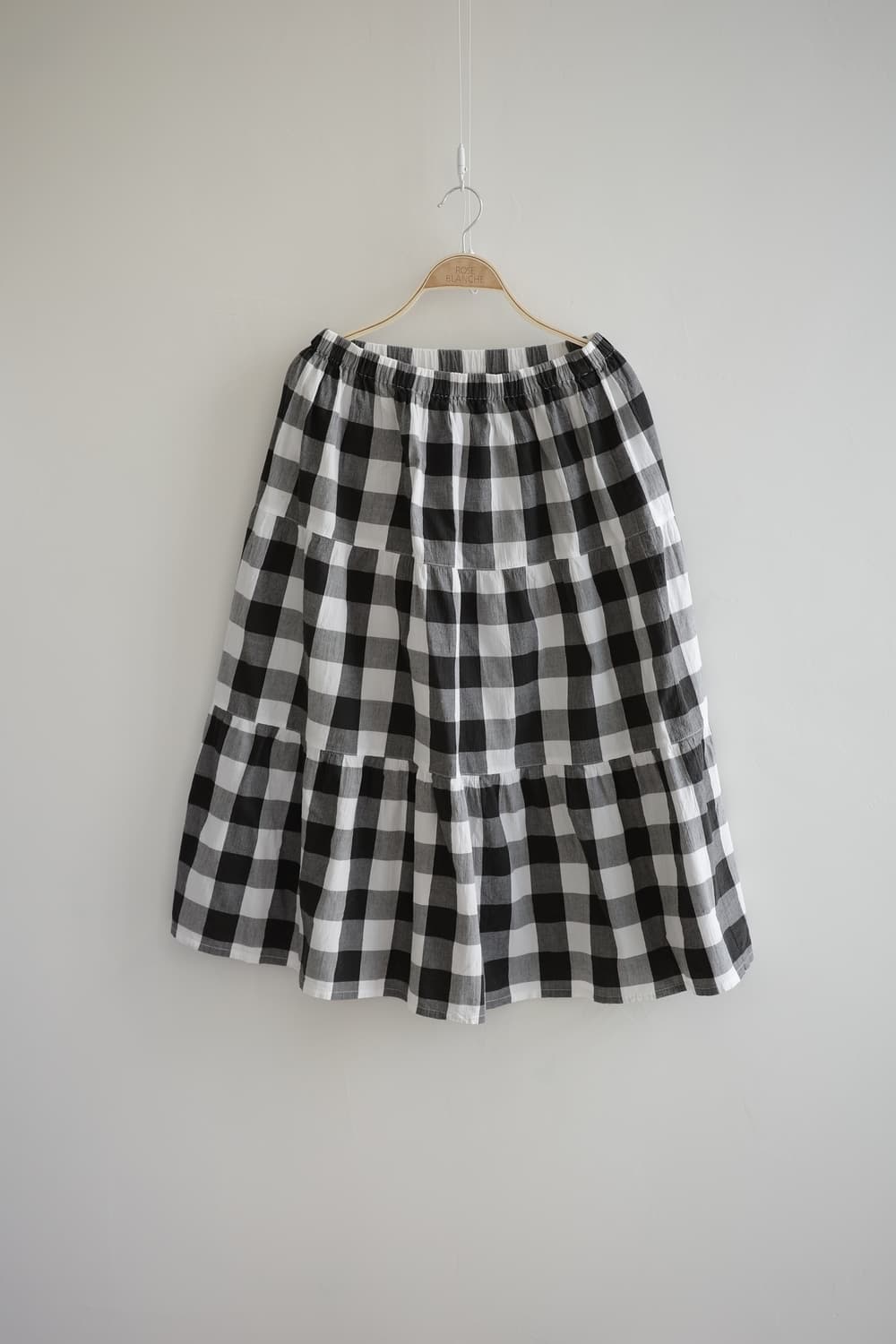 close 7  
• 블랙 화이트 체크 샤링 롱 스커트 상품이미지2