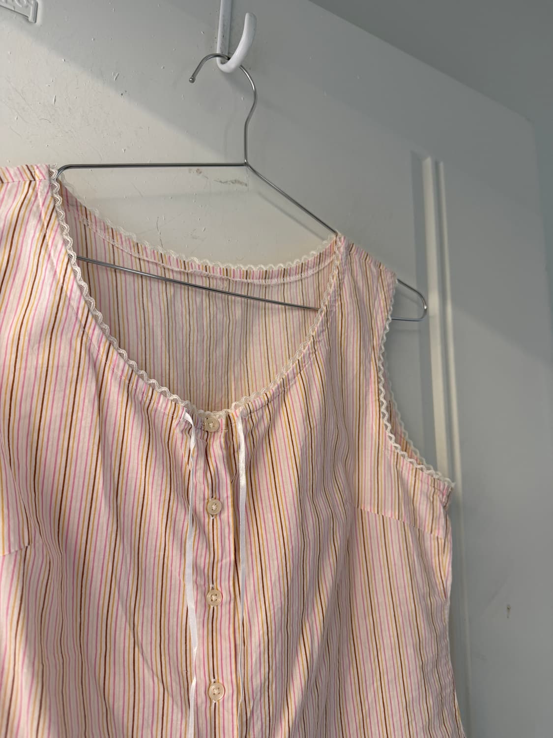 일본빈티지 핑크 레이스 슬리브리스 상품이미지6