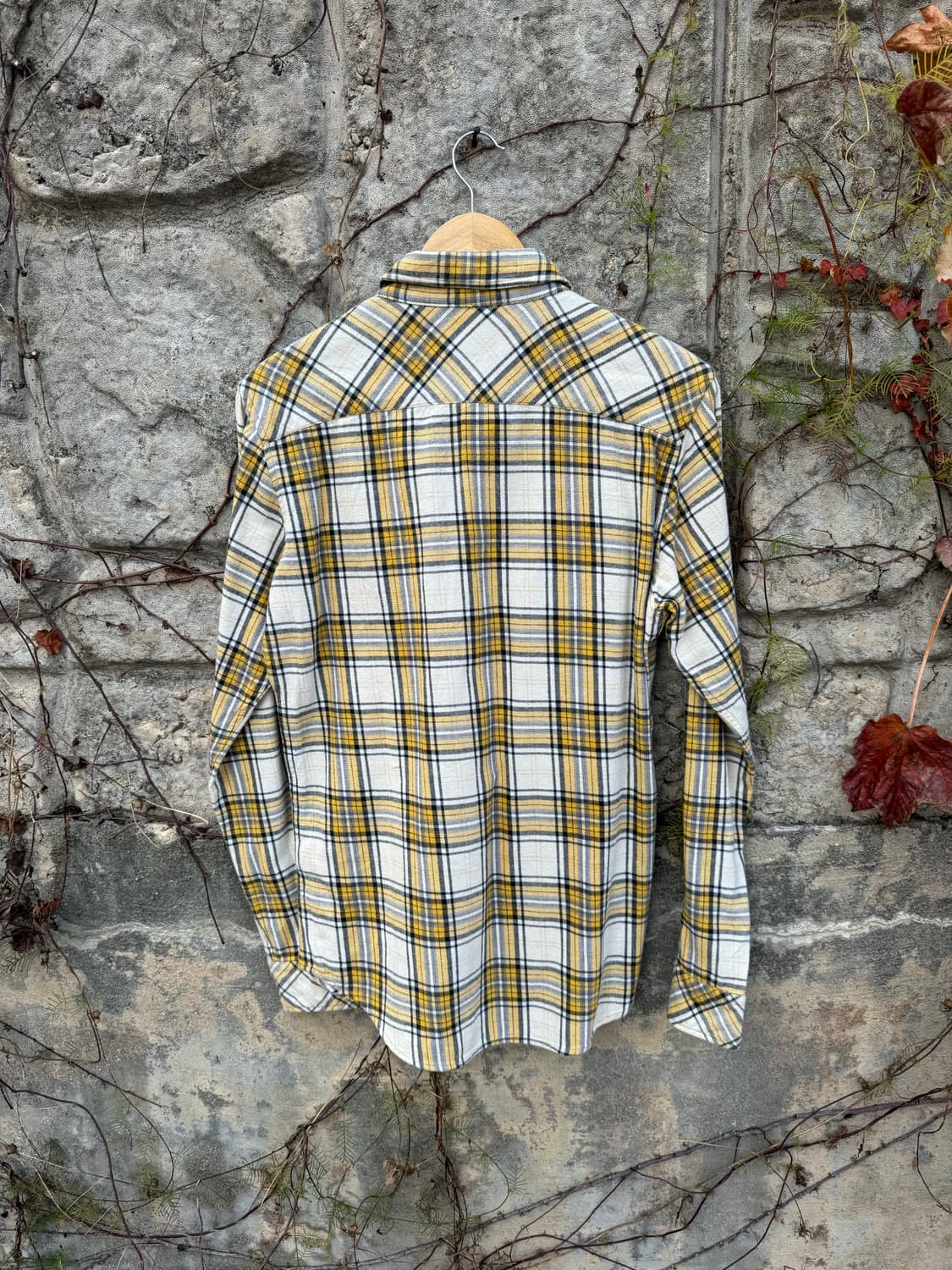 일본 빈티지 퍼플 앤 옐로우 체크 투포켓 플란넬 웨스턴 셔츠 상품이미지2