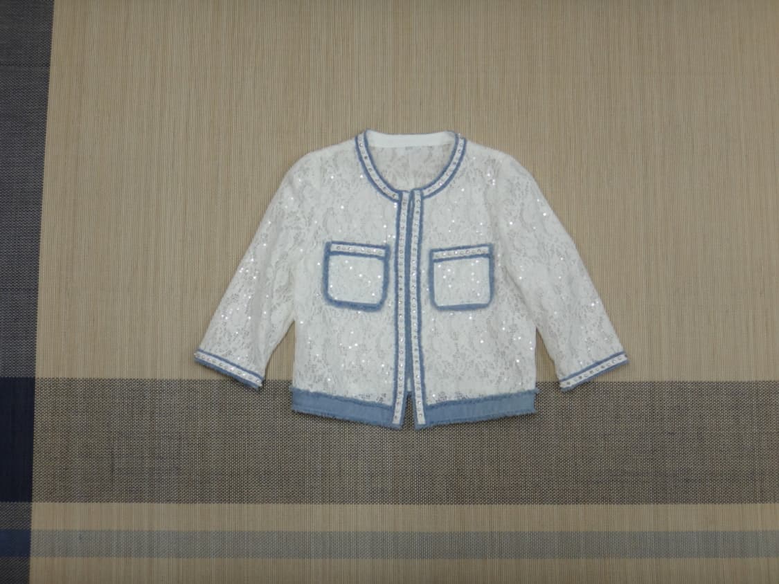 (55) 샤틴 데님 배색 레이스 자켓 S242C161 상품이미지1