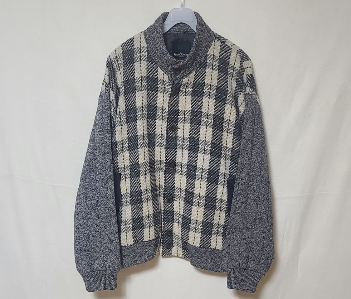 Gran Signore 일본빈티지 90's 체크 모직 블루종 자켓 M 상품이미지5