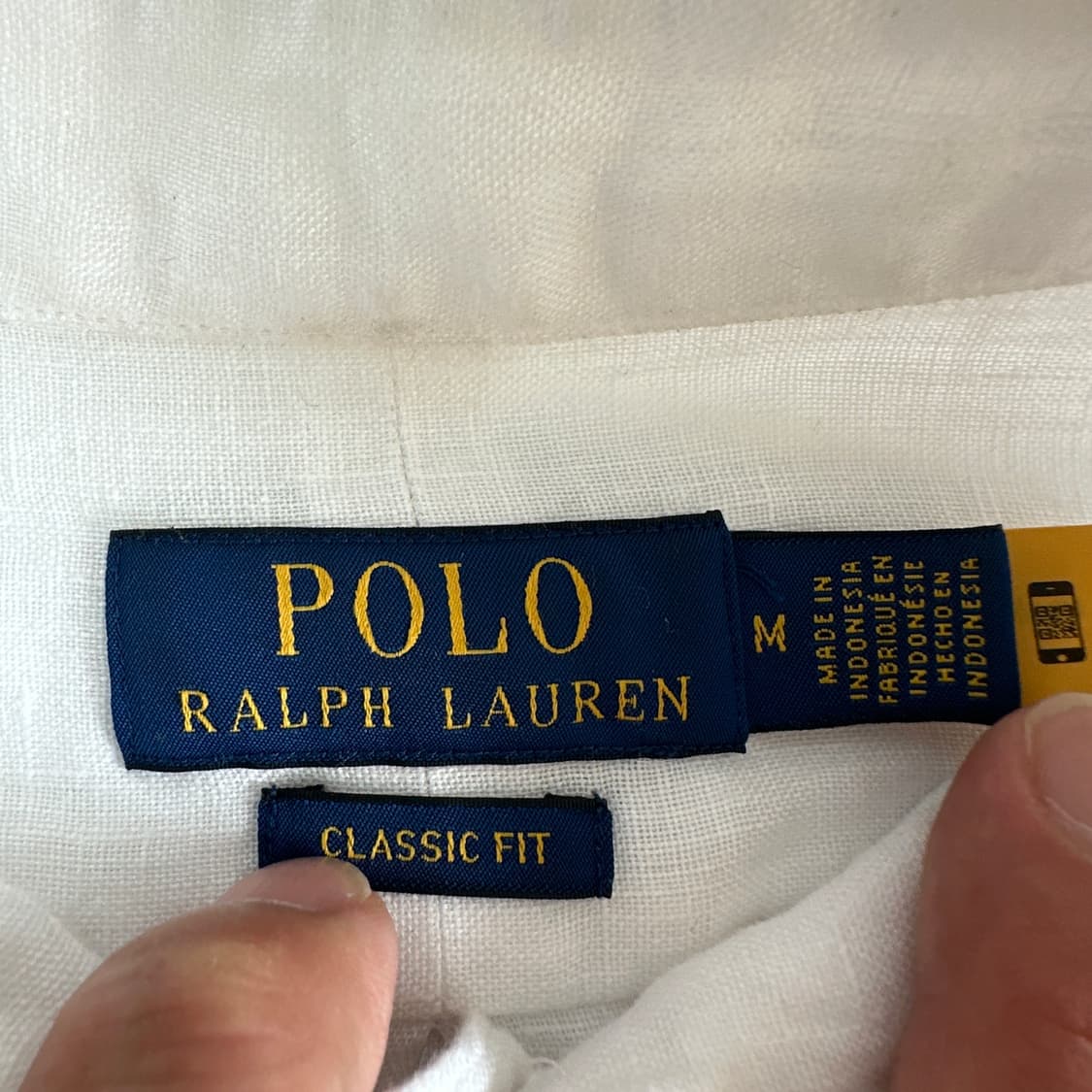 Polo 폴로 랄프로렌 현행 QR 화이트 린넨 셔츠 상품이미지5