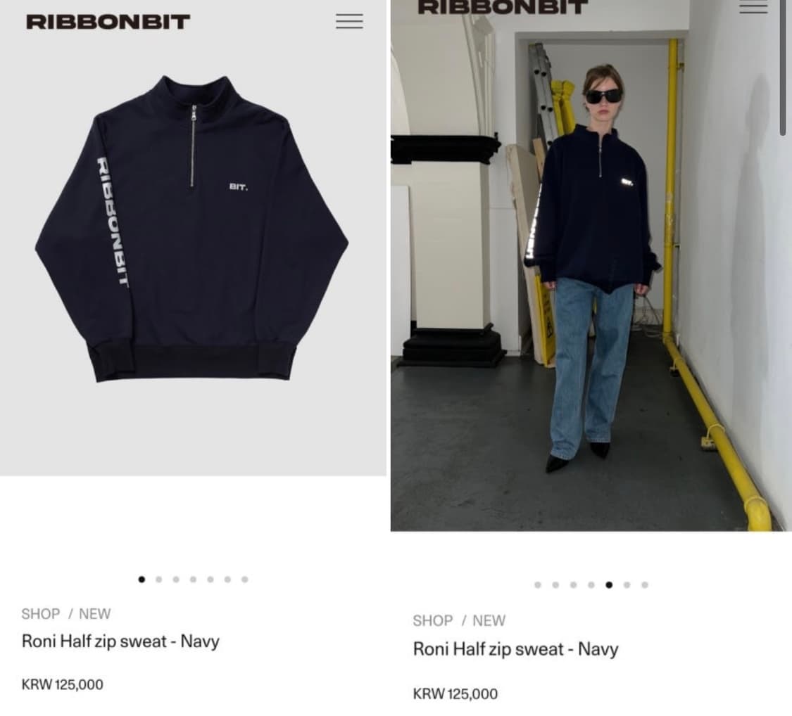 리본빛 Roni Half zip sweat - Navy 상품이미지1