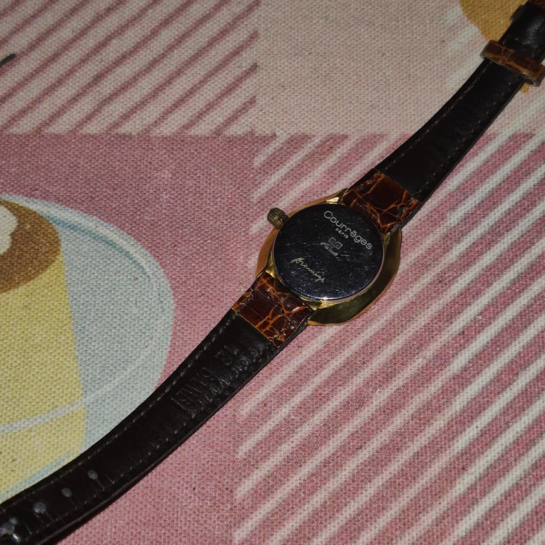 80s 프랑스 꾸레쥬 모던 스크린 레더 손목시계 상품이미지10