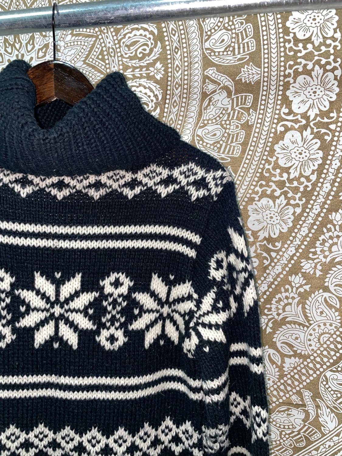 빈티지 여성 에스닉 목폴라 네이비 니트  상품이미지4