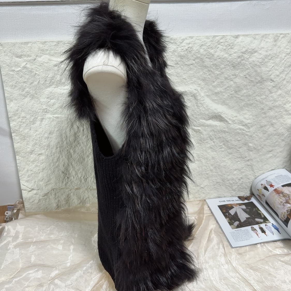 빈티지 Mind bridge 라쿤퍼 차졸 니트 조끼 베스트 상품이미지2