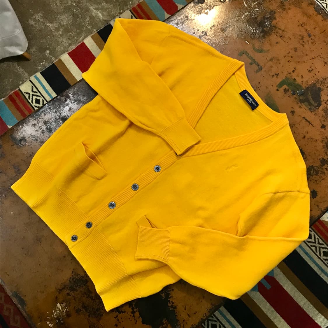 90s ysl 입생로랑 딥 옐로 울 가디건 여성 55 66 사이즈 상품이미지2