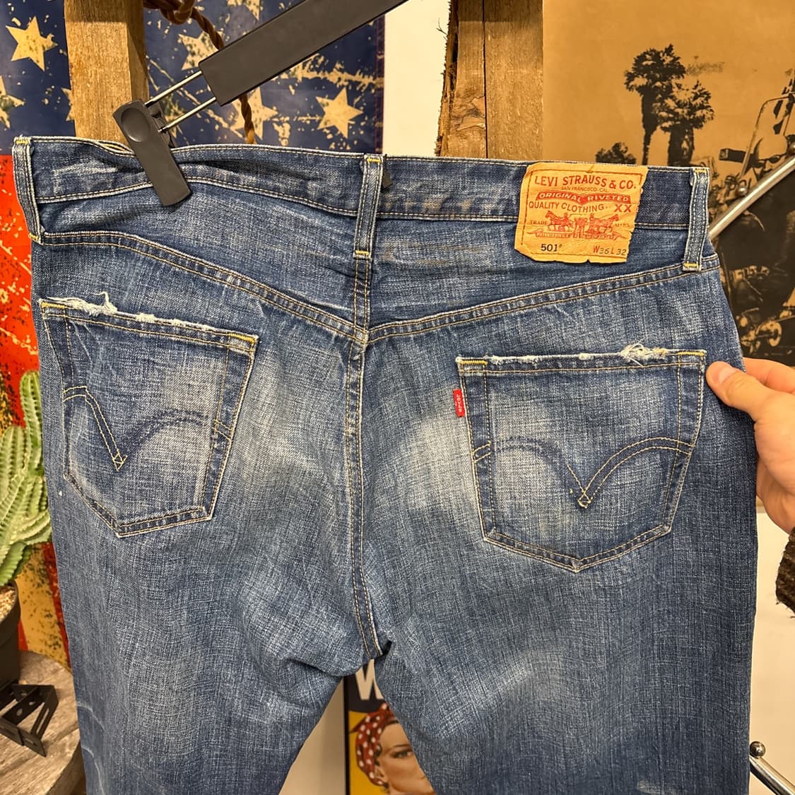00s 리바이스501 버튼 플라이 빈티지 데미지 스트레이트 데님팬츠N84 상품이미지8