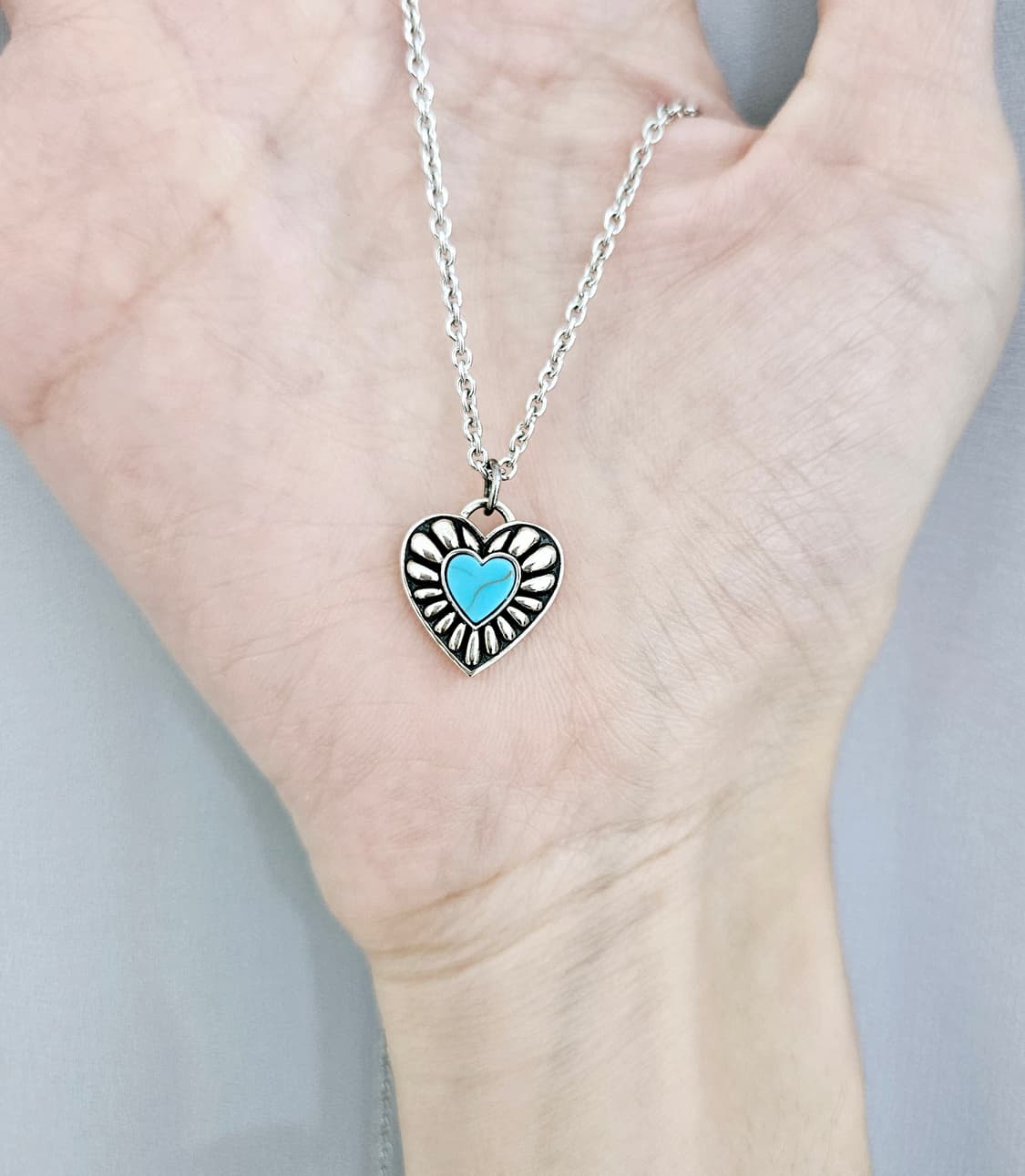 [남녀공용]넘버링 터콰이즈 하트 목걸이 [정품/풀구성] 상품이미지5