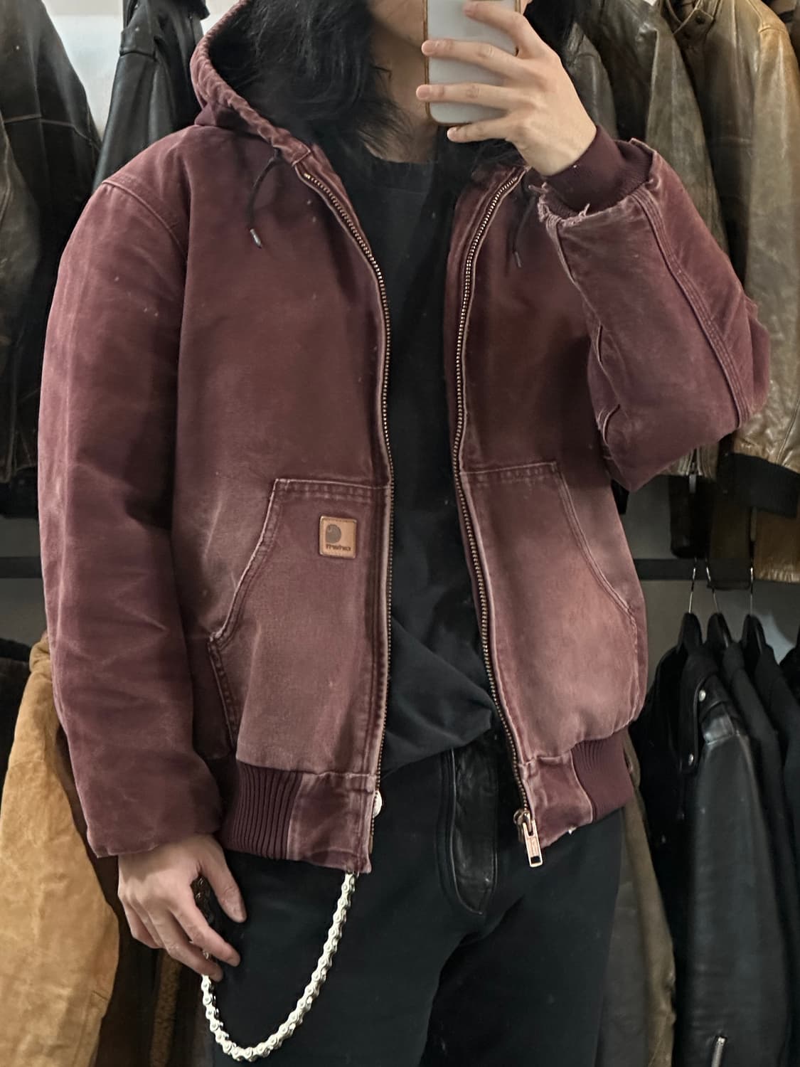 OG 칼하트 J130 액티브 자켓 칼하트 PRT 버건디 상품이미지3