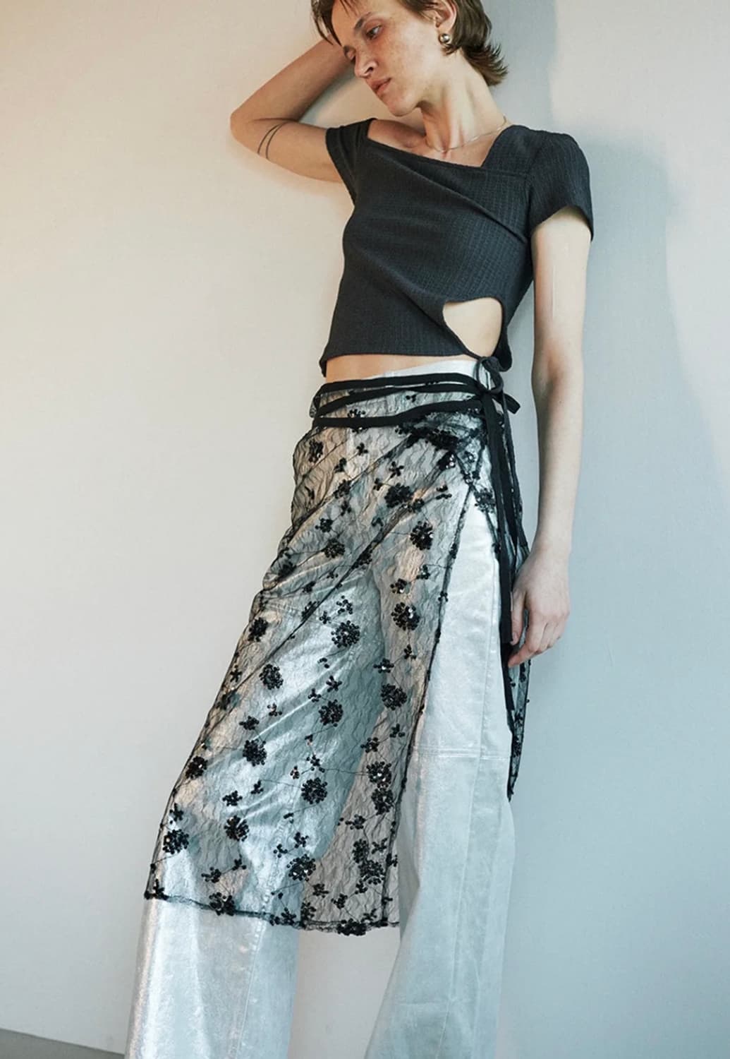 오데스 레이어드 스커트 블랙 상품이미지1