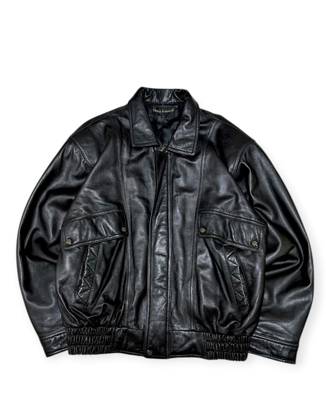 빈티지 양가죽 봄버 블루종 자켓 상품이미지1