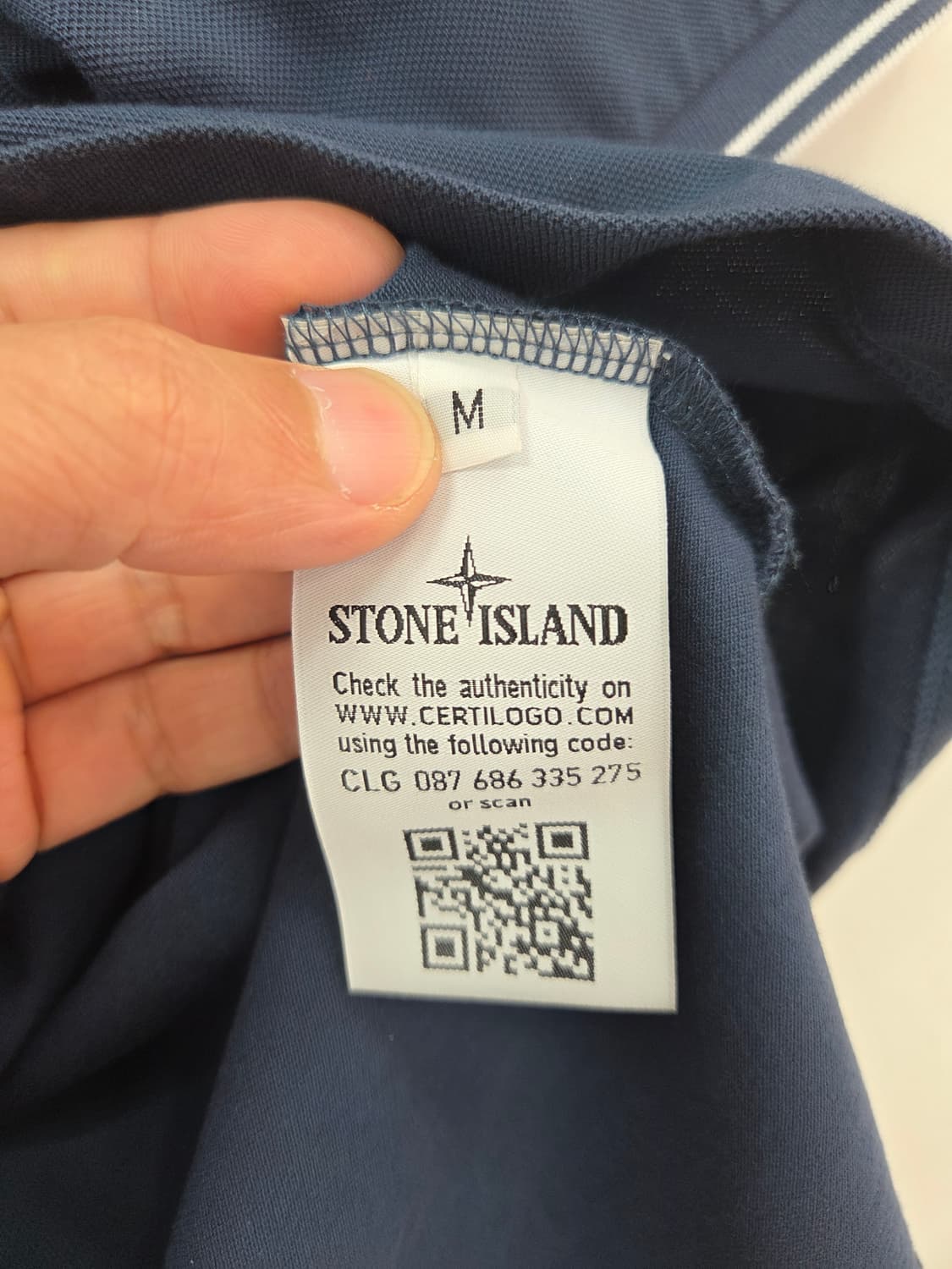 M QR정품 스톤아일랜드 네이비 카라 반팔 티셔츠 상품이미지9