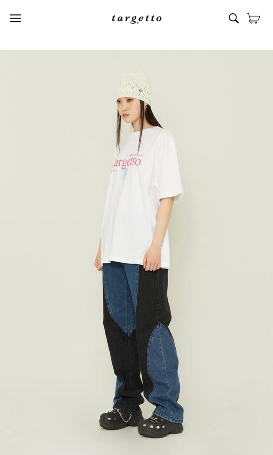 TARGETTO 타게토 배색 세미부츠컷 커브드 데님팬츠 인디고 (28) 상품이미지10