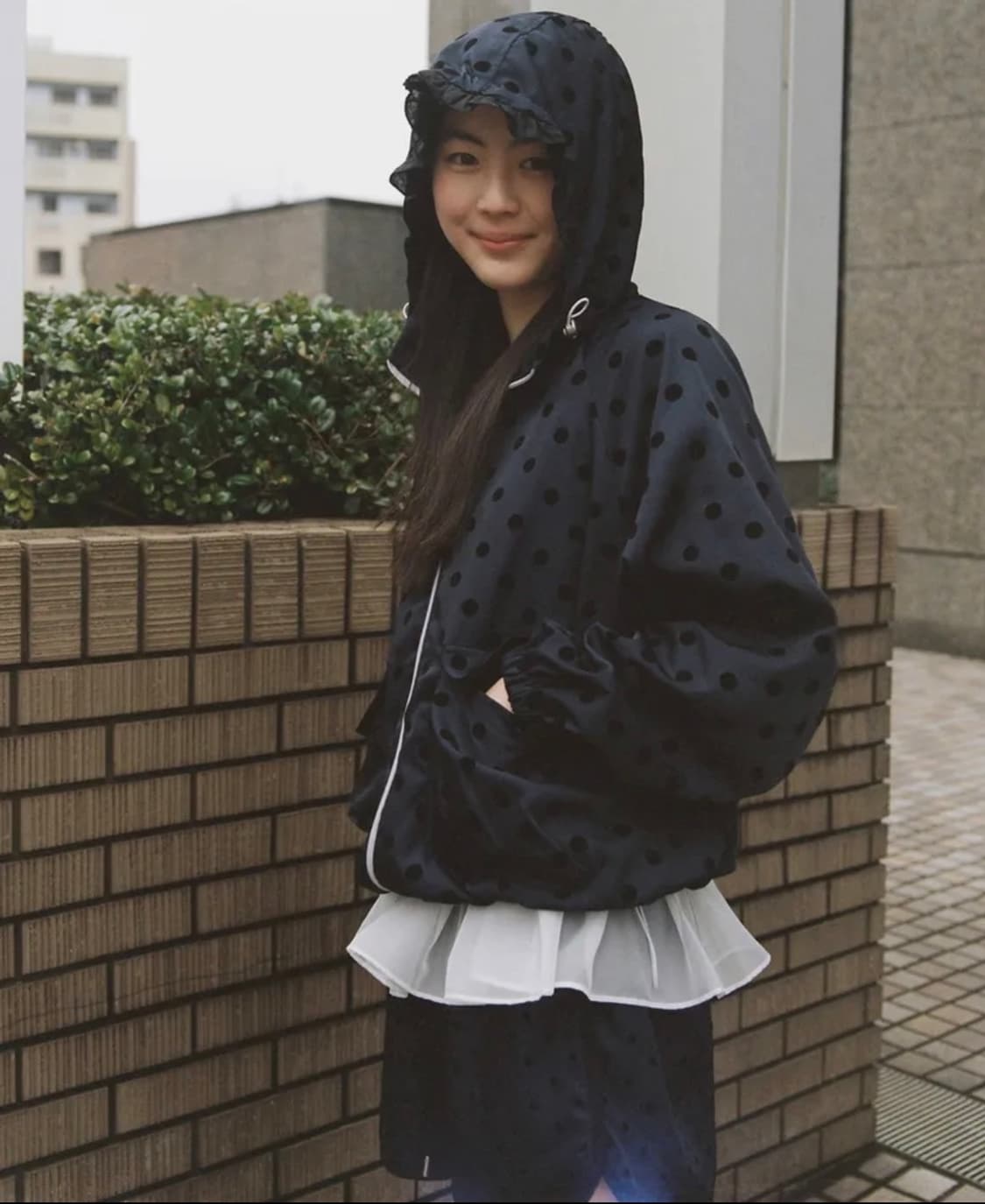 오헤시오 dot frill hooded windbreaker jumper 상품이미지2