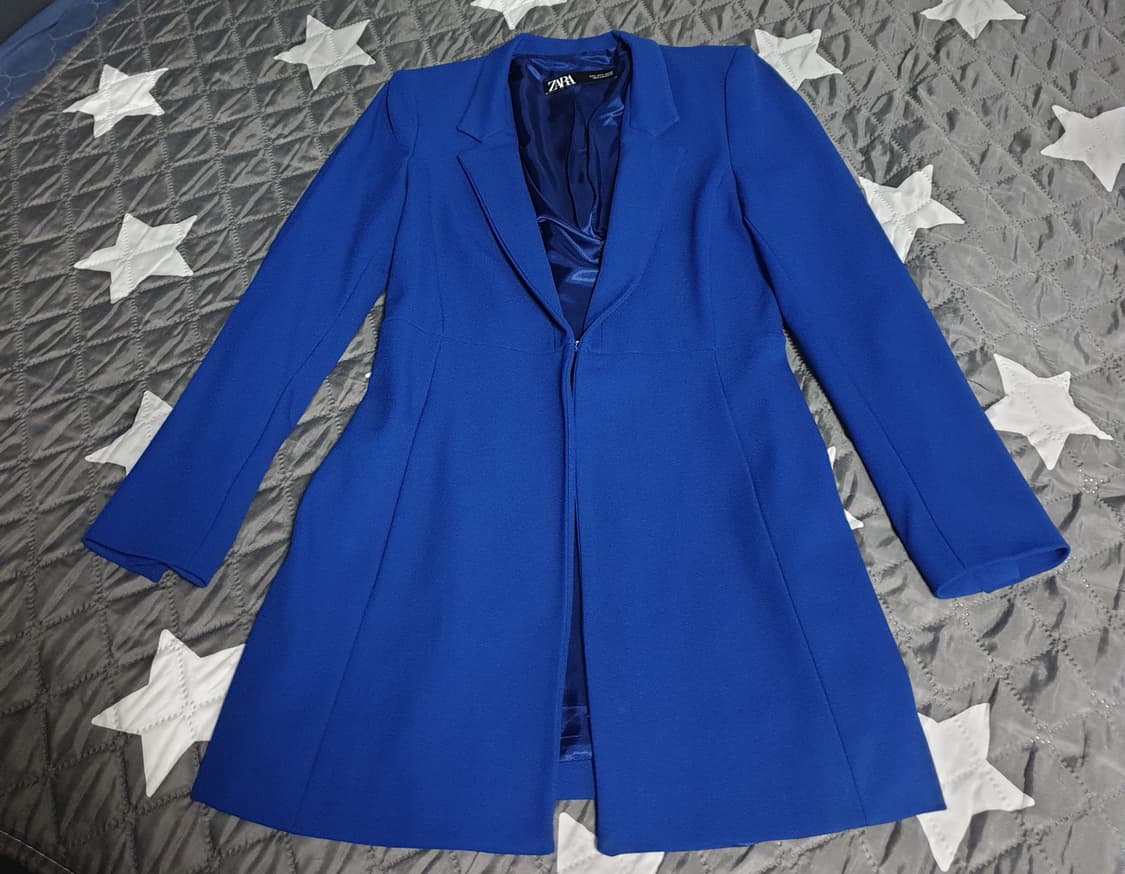자라 블랙라벨 비스코스 혼방 버튼리스 코트 코발트블루 (S) 상품이미지1