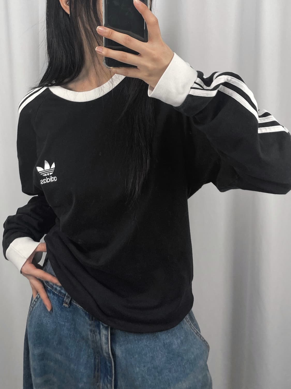 아디다스 블랙 링거티 롱슬리브 상품이미지3