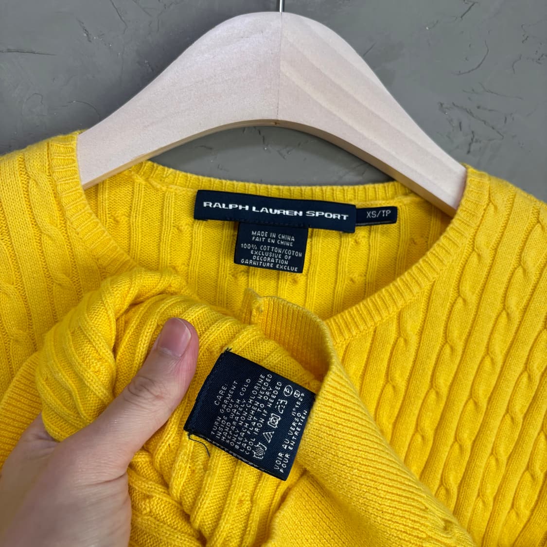 폴로 랄프로렌 꽈배기 니트 가디건 노랑 상품이미지3