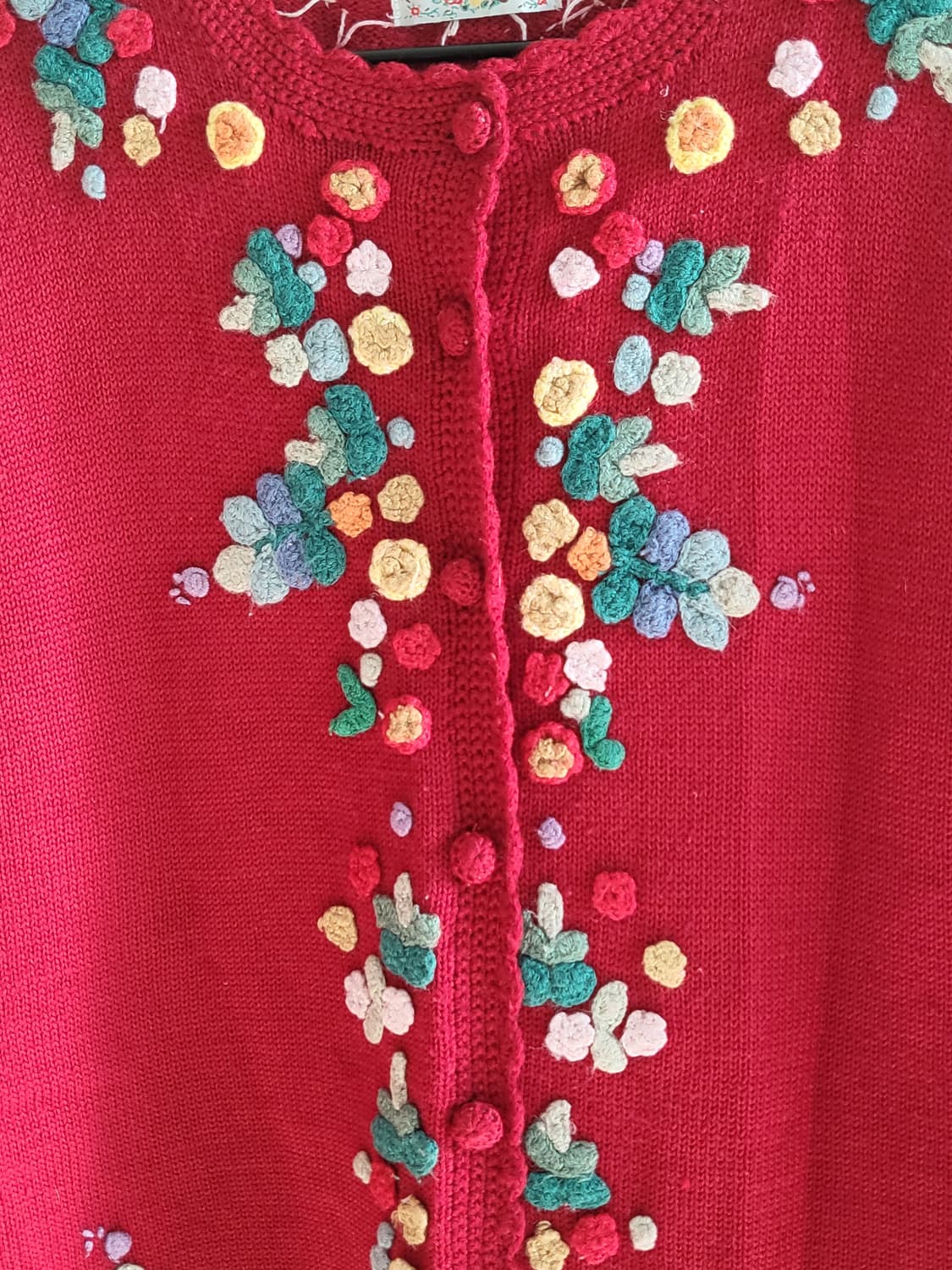 꽃 모티브 빨강 크리스마스 빈티지 가디건 🌸 상품이미지2