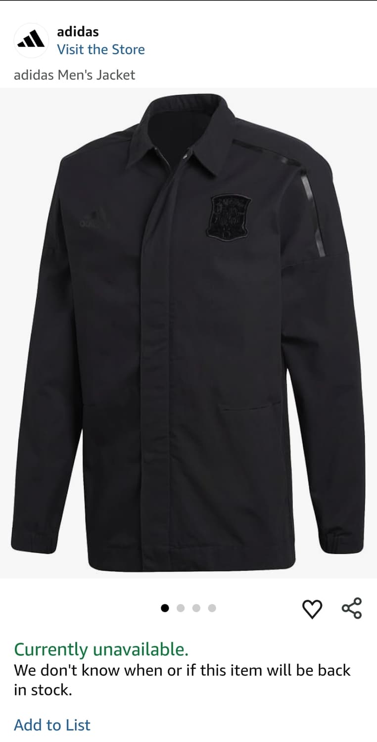 아디다스 스페인국대 블랙면자켓 110 가슴62 기장81 상품이미지2