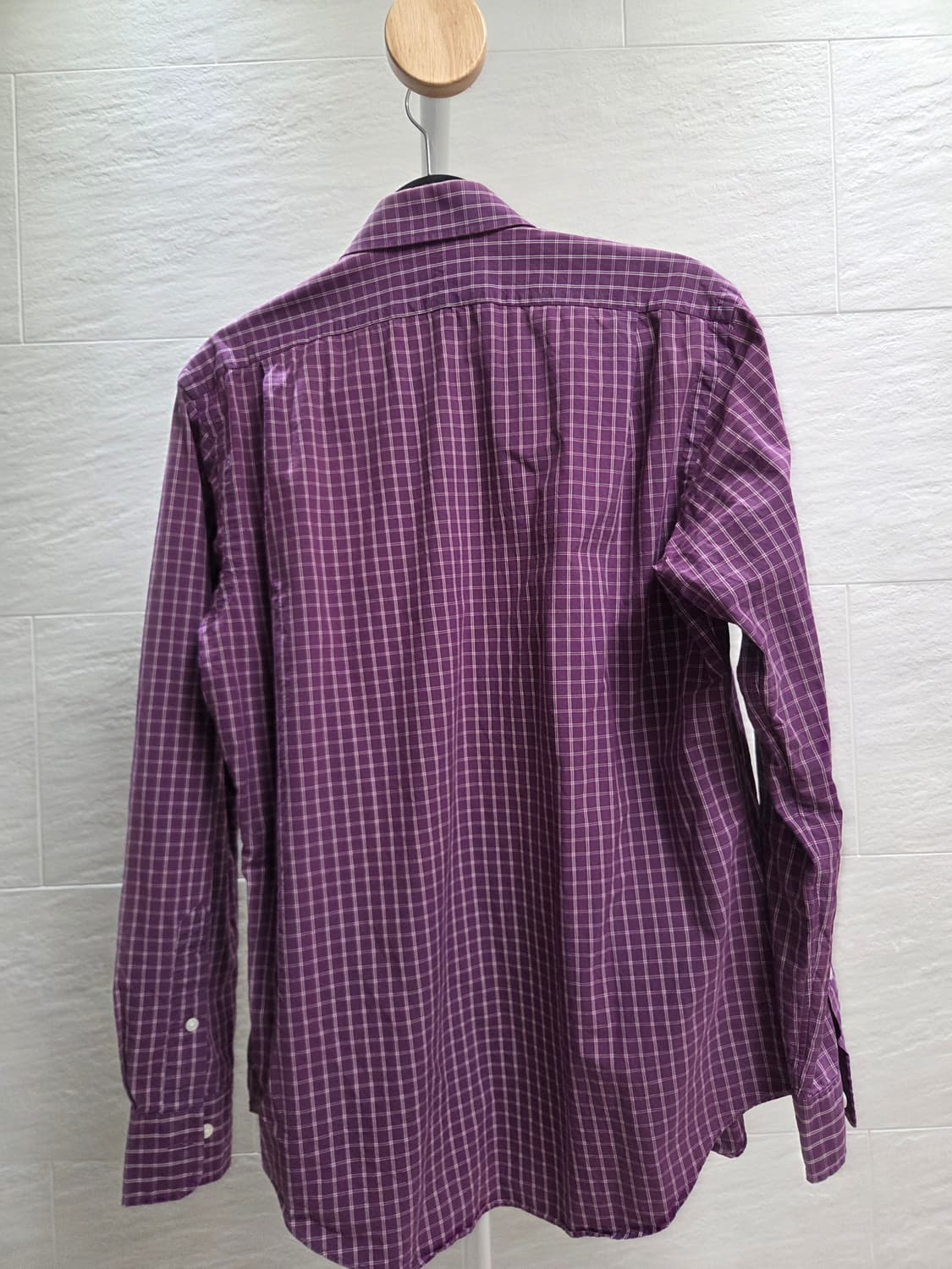 폴로 REGENT CUSTOM FIT 퍼플 체크 셔츠(M) 상품이미지2