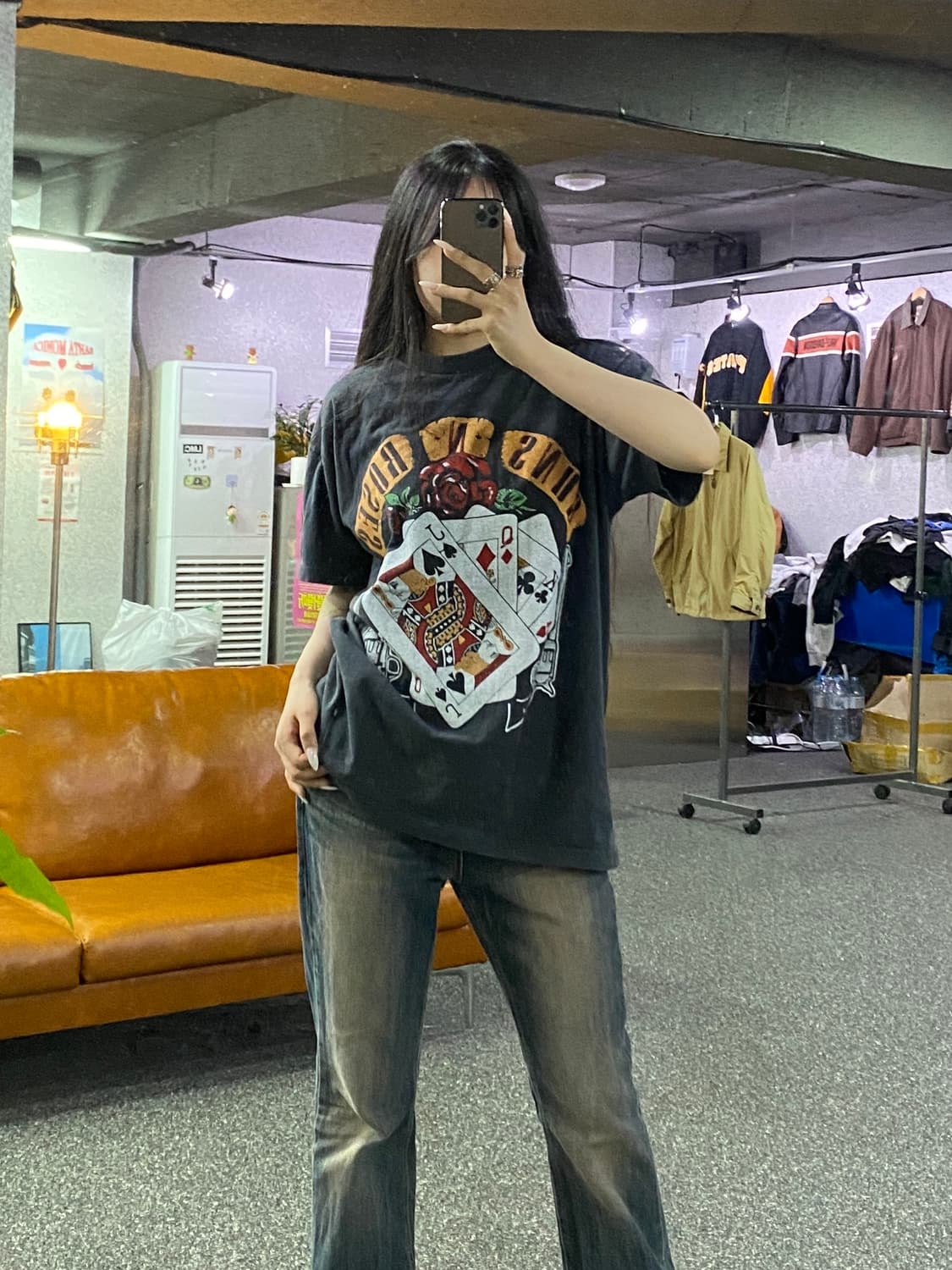 빈티지 건스앤로지스 카드 그래픽 반팔티셔츠B4975 상품이미지1