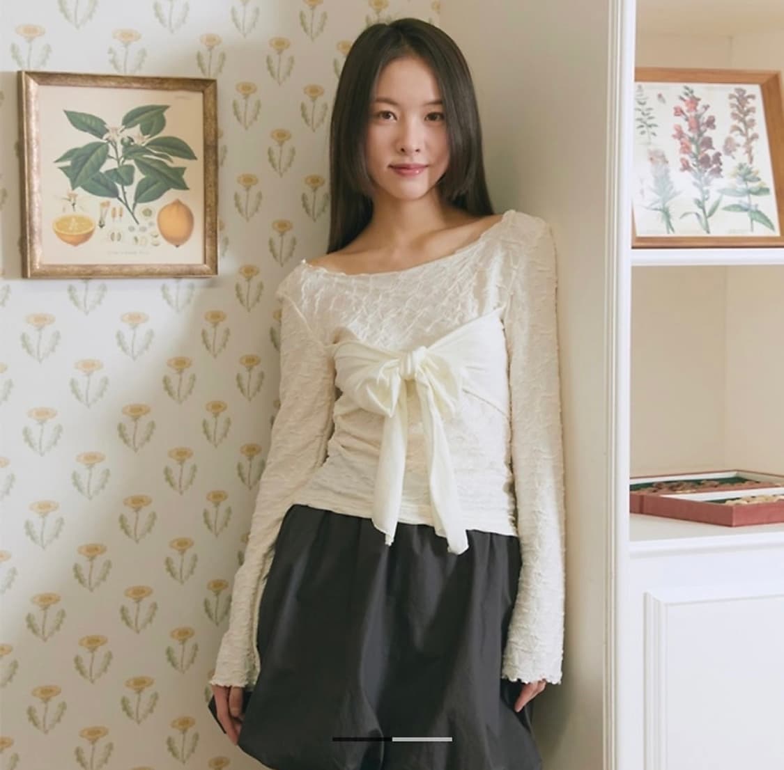 마가린핑거스 리본 오프숄더 티셔츠 상품이미지1