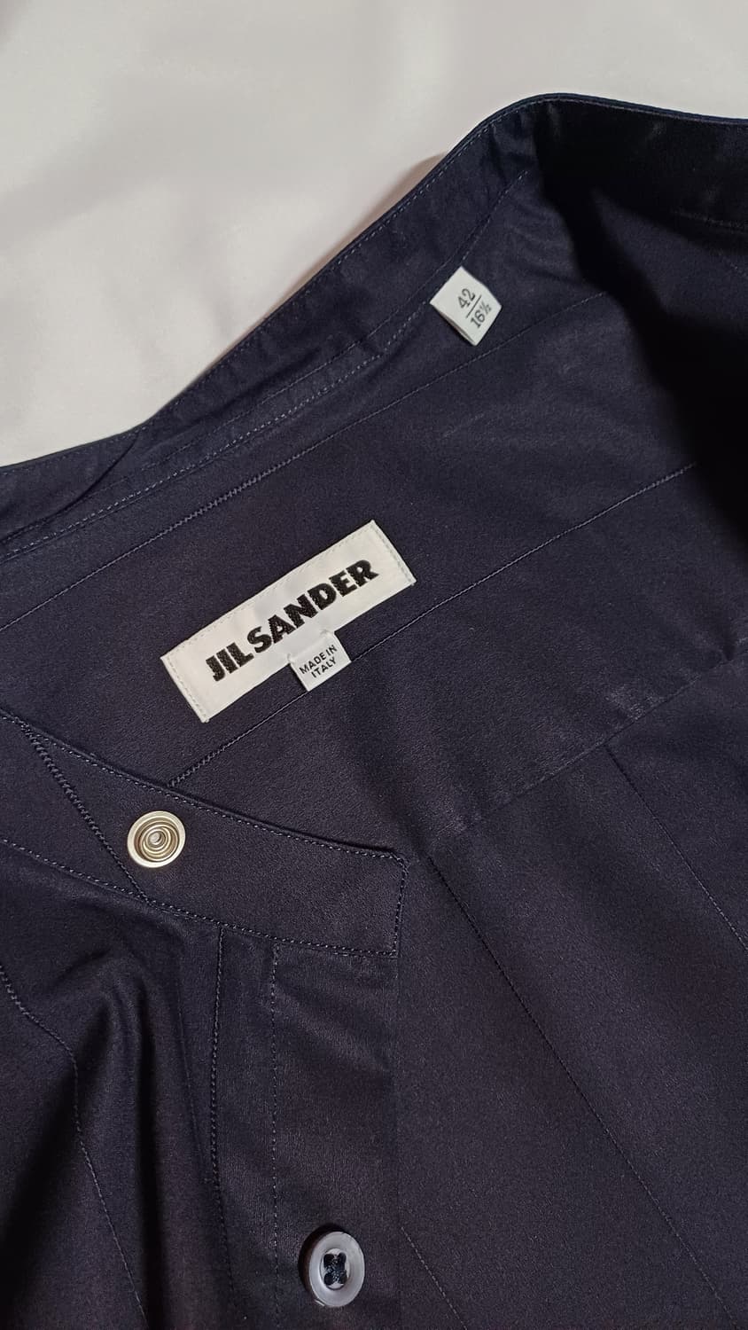 [새제품]42 질샌더 셔츠 스탠드카라 셔츠 네이비 카라리스 오버셔츠 상품이미지4