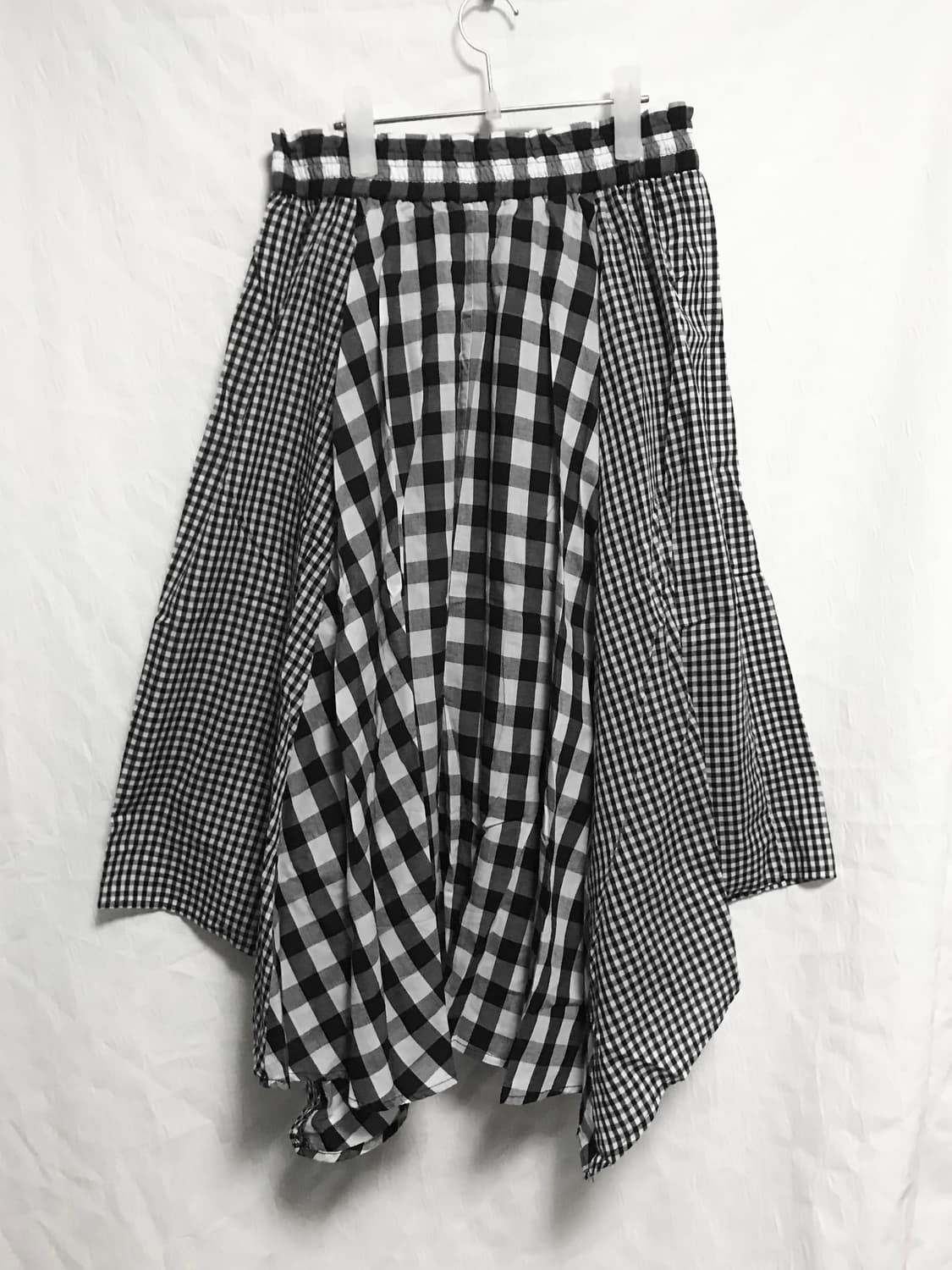빈티지 니혼진 모리 체크 언발 롱 스커트 상품이미지2