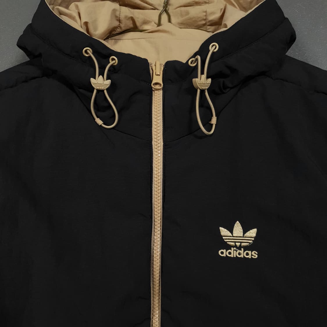 아디다스 유로파 파이어버드 리버서블 양면 락업 패딩 자켓 베이지 블랙 M 상품이미지6
