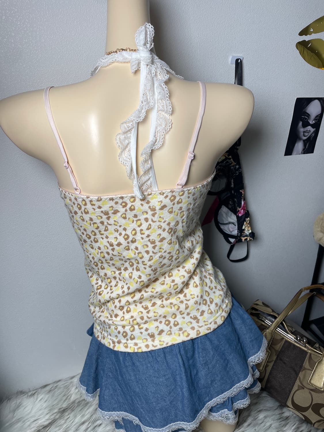 빈티지 갸루 호피 슬리브리스 상품이미지4