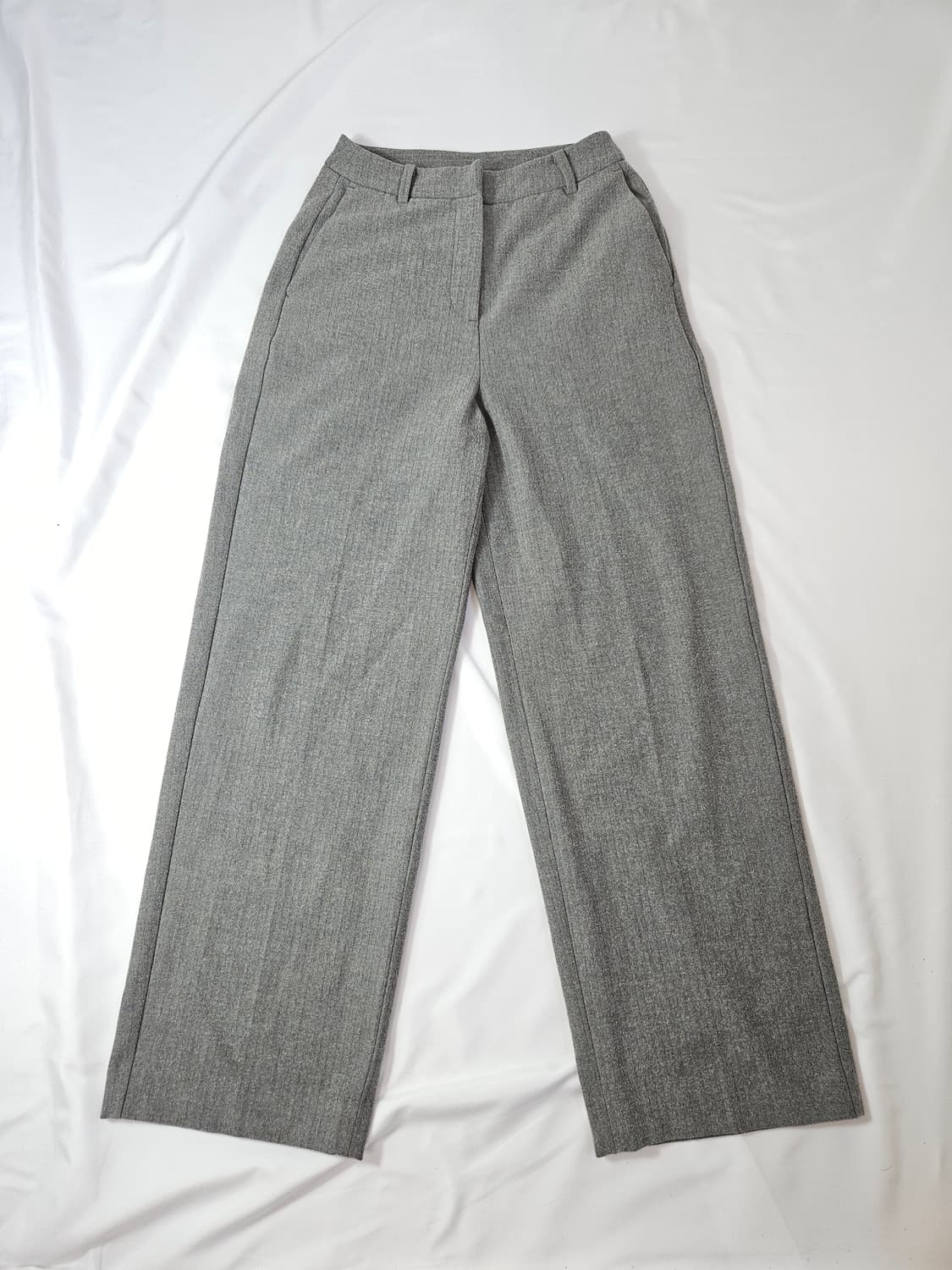 라코스테 헤링본 와이드 슬랙스 레이온 그레이 팬츠 34 (거의 새상품) 상품이미지3