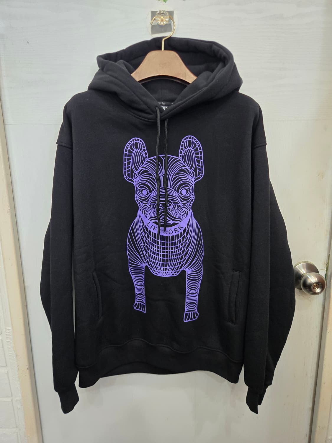 100,L)) LIFE WORK 라이프워크 기모 후드티셔츠! 보라색포인트 상품이미지1