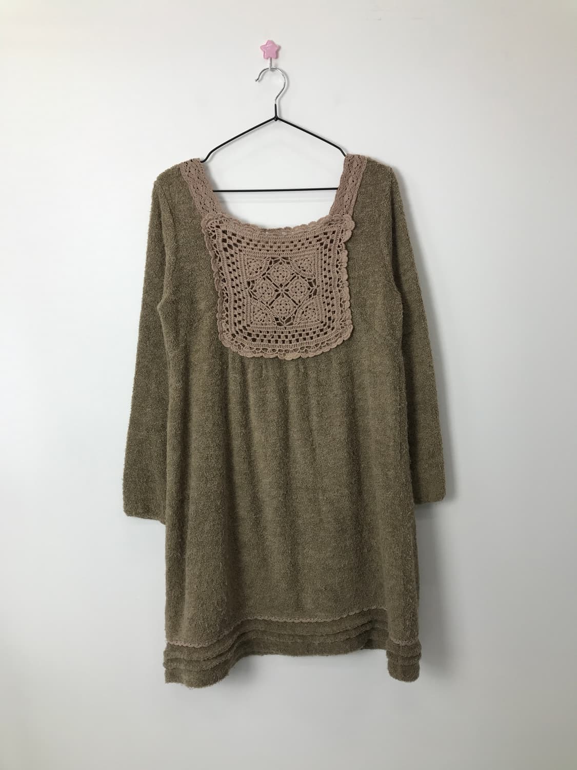Jpn Beige MoriGirl Crochet Lace Onepiece 상품이미지3