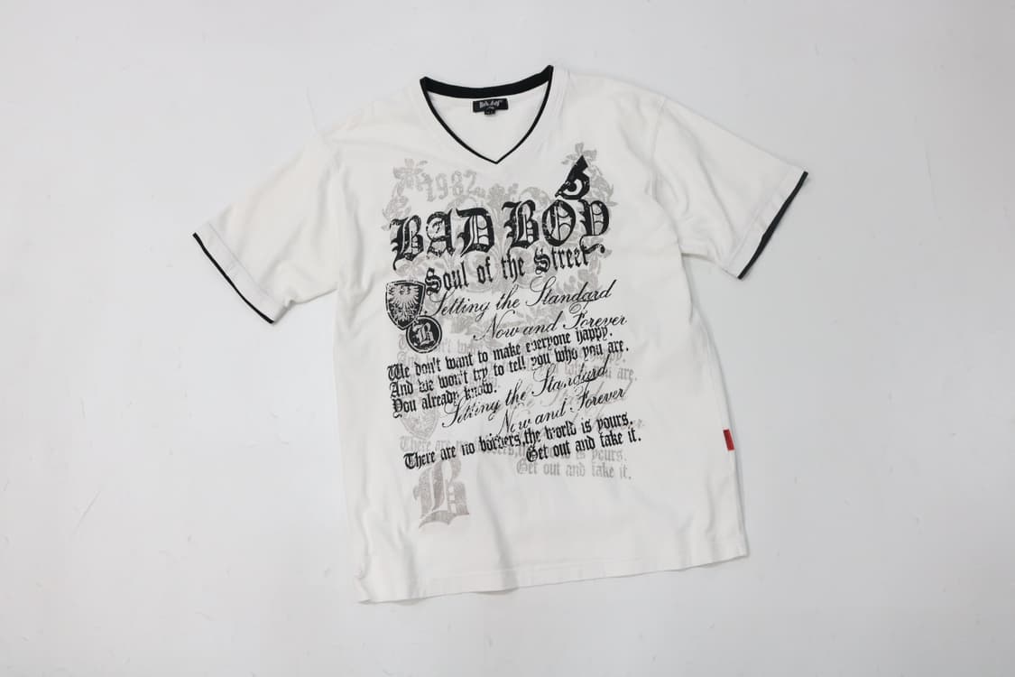 Bad Boy 배드보이 빈티지 그래픽 V넥 레이어드 반팔티셔츠 (L) 상품이미지2