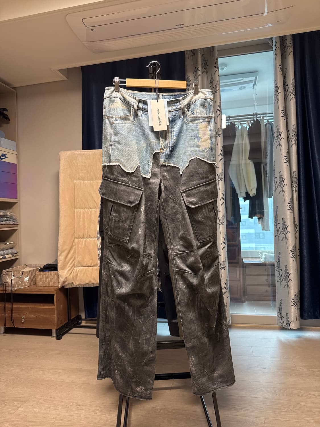 앤더슨벨 포데님 & 스크레치 레더 프린트 카고 팬츠 32 상품이미지5