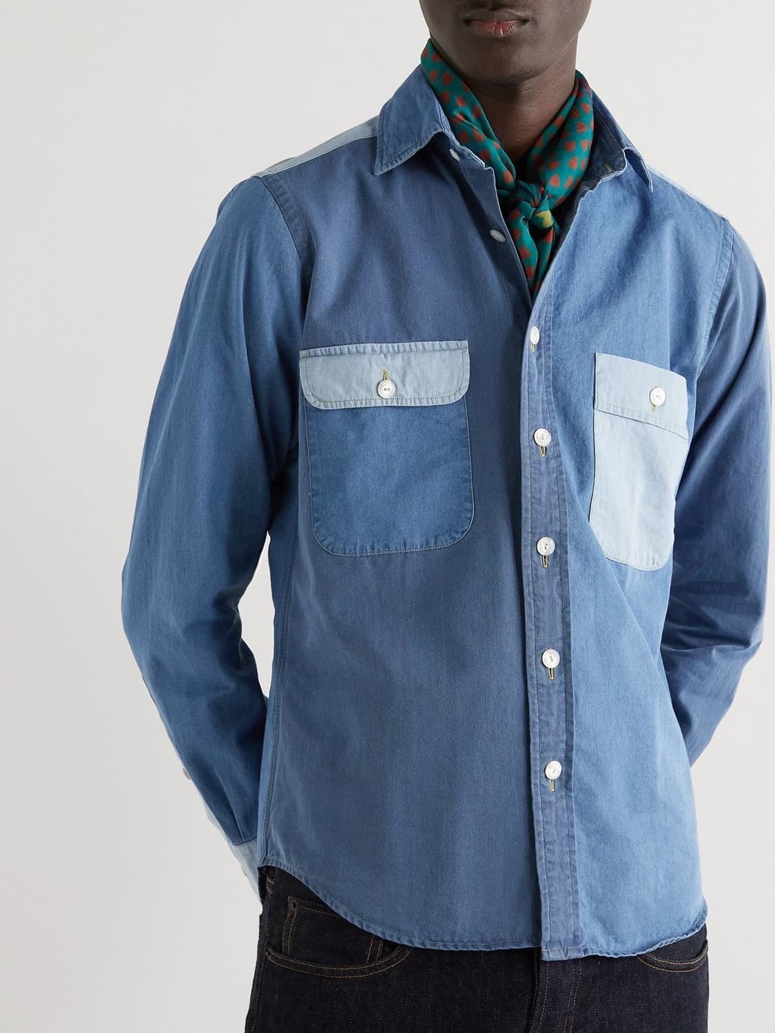 드레익스 패치워크 투 포켓 데님 워크 셔츠 S사이즈 상품이미지1