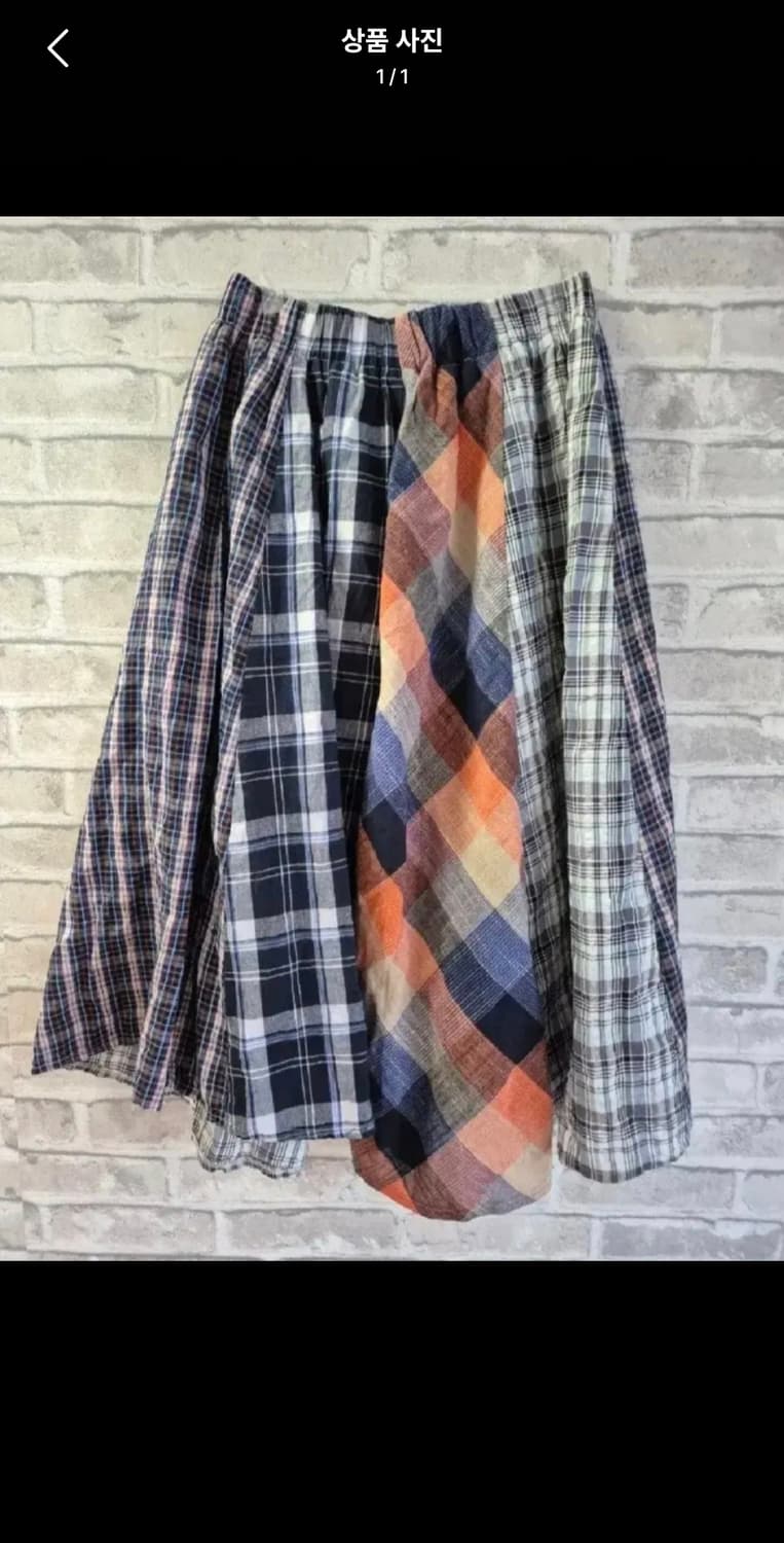 체크 패치워크 치마 상품이미지1