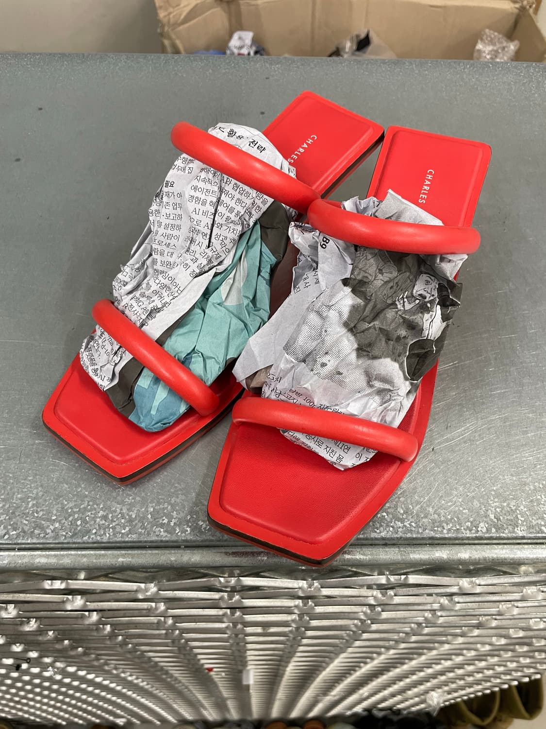 찰스앤키스 스트랩 샌들 레드 39 상품이미지2