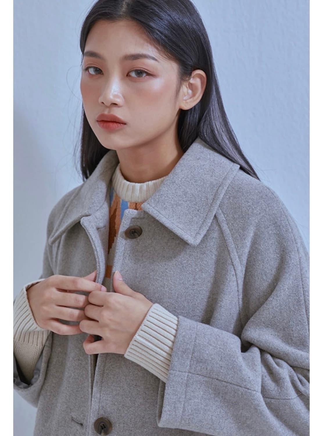 미쏘)오버핏 싱글 코트 그레이색상 S사이즈 상품이미지3