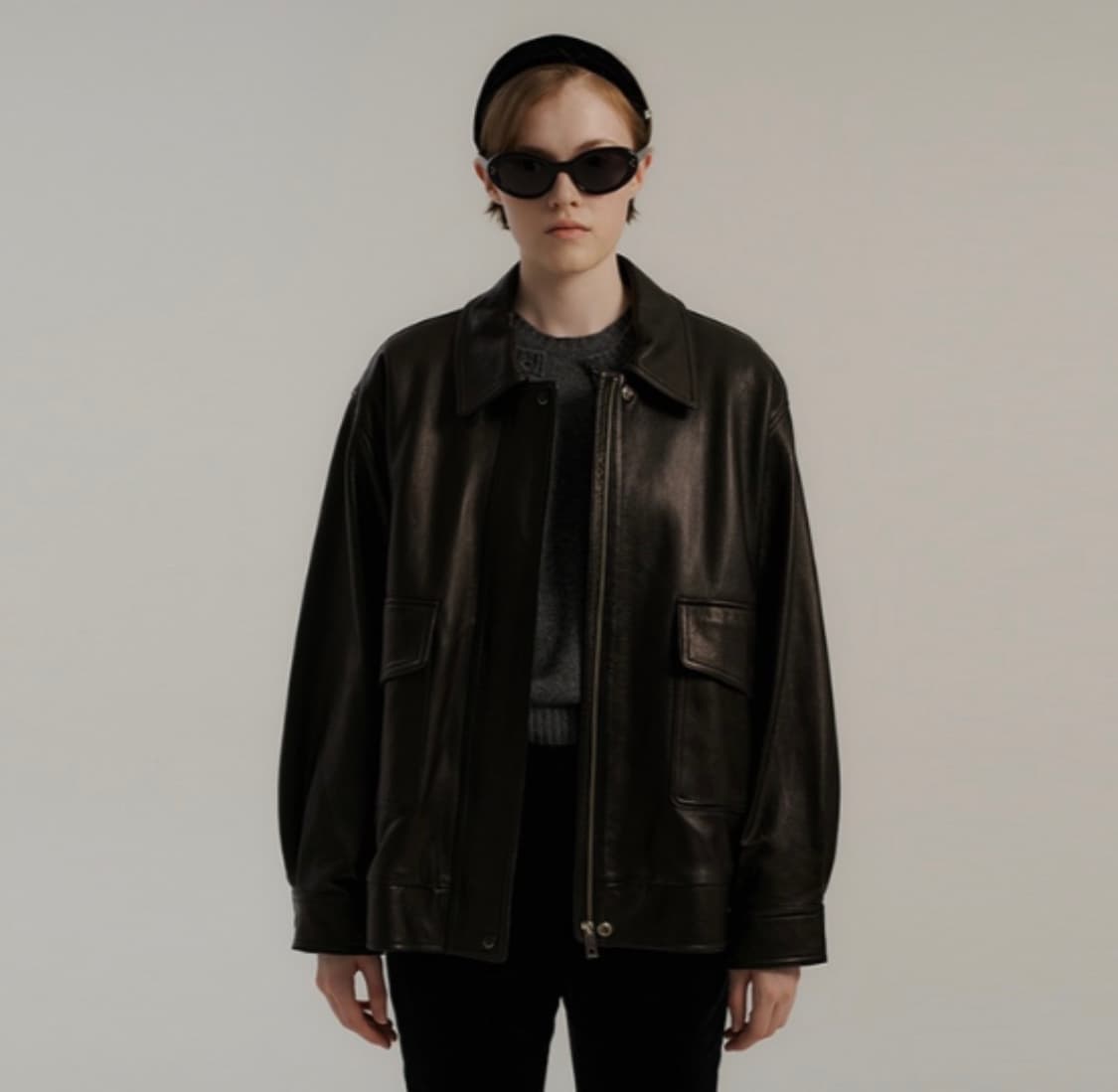 르베이스먼트 램스킨 레더자켓 블랙 상품이미지3