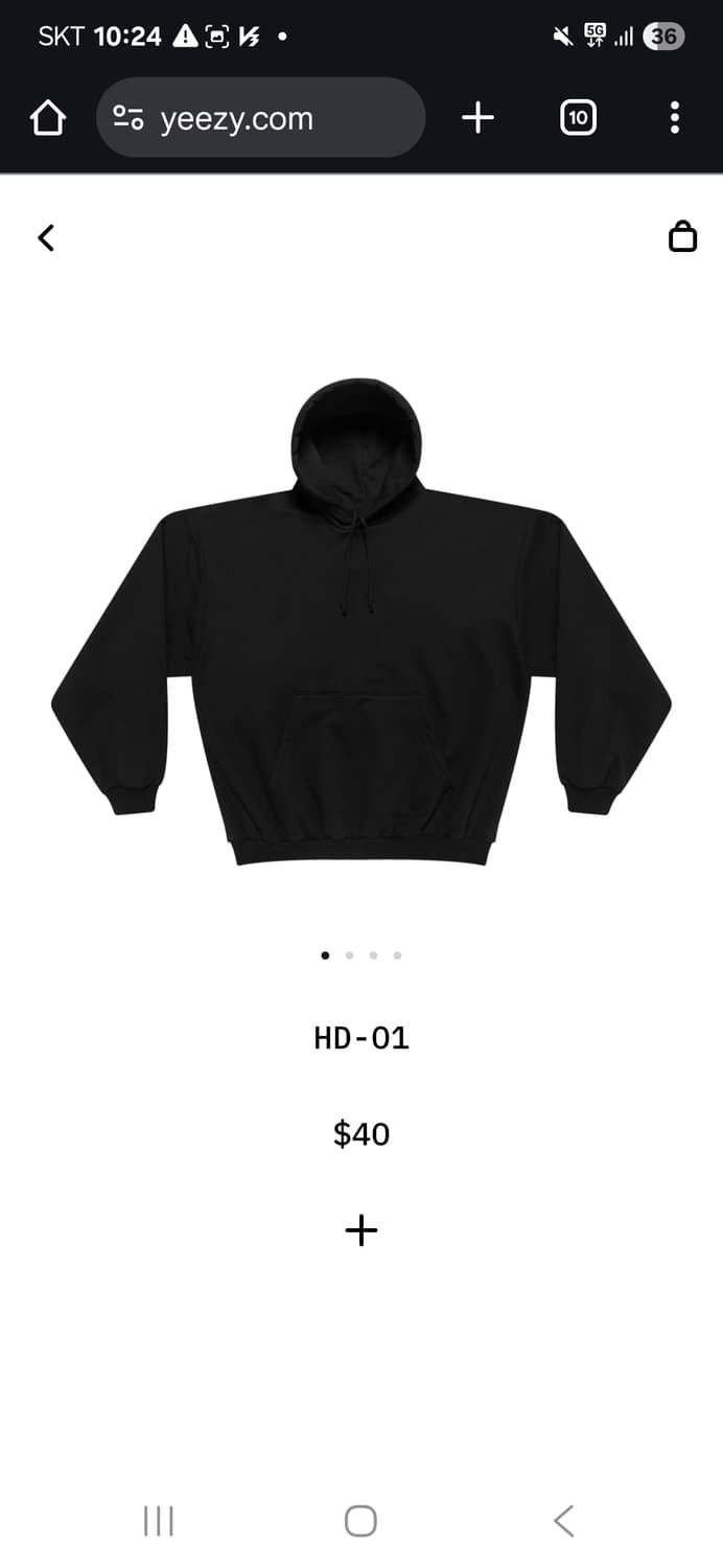 YEEZY HD-01 블랙 후드티 1 상품이미지1