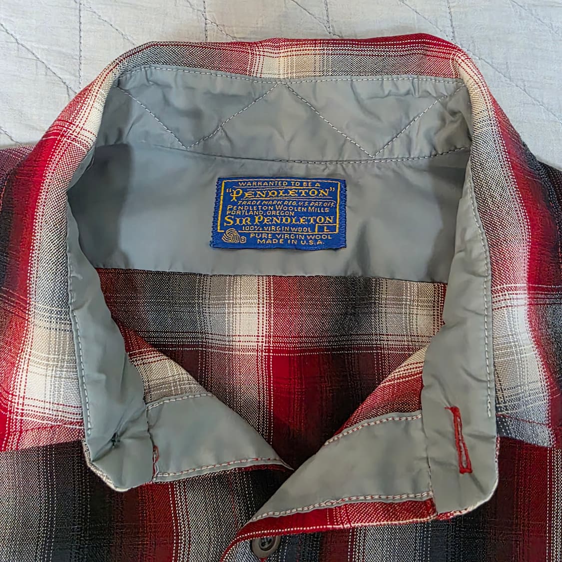 [L] 빈티지 펜들턴 레드 블랙 울 체크 플란넬 셔츠 상품이미지6
