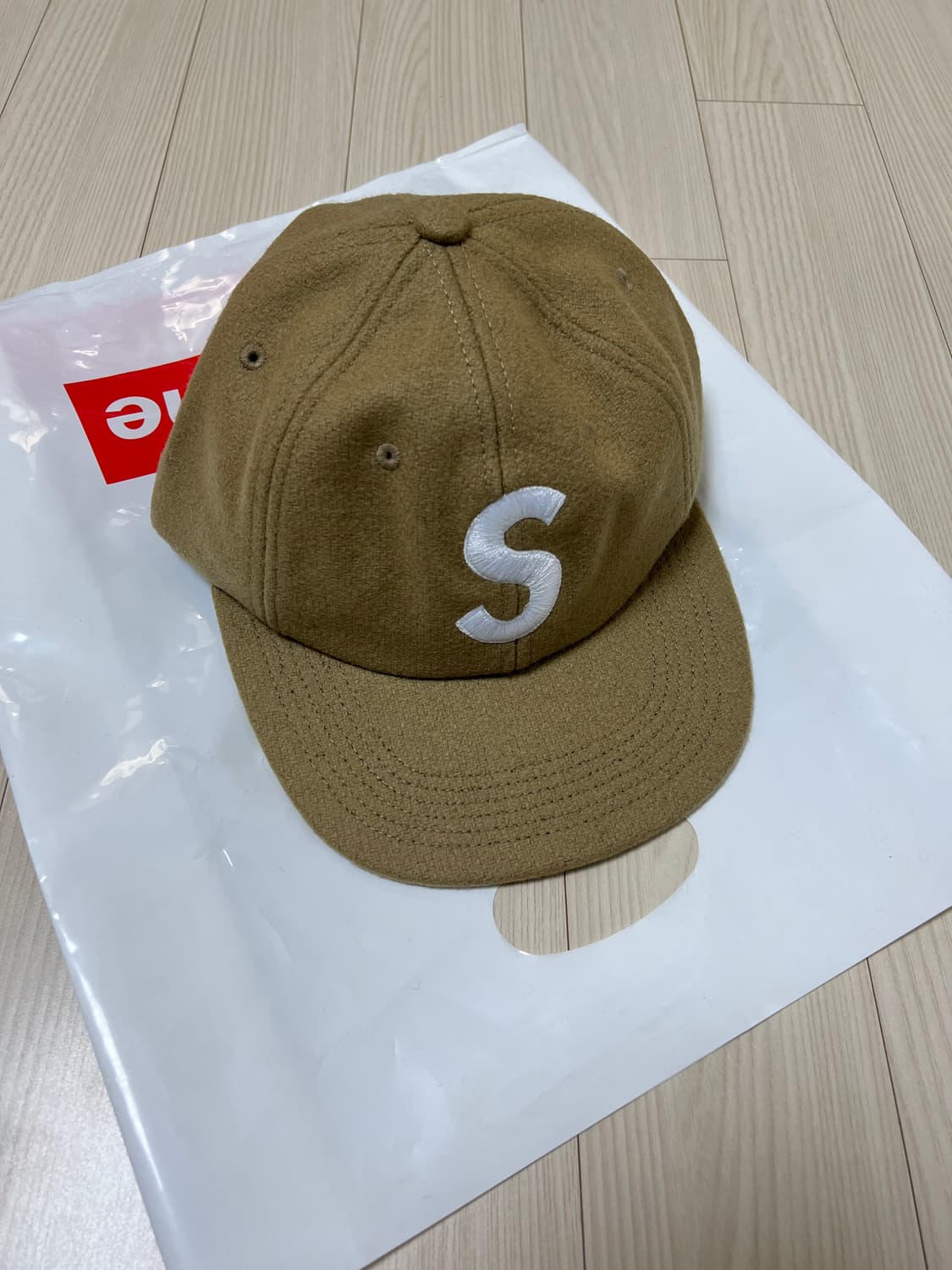 슈프림 15fw S로고 6패널 울 캡 탄 상품이미지1