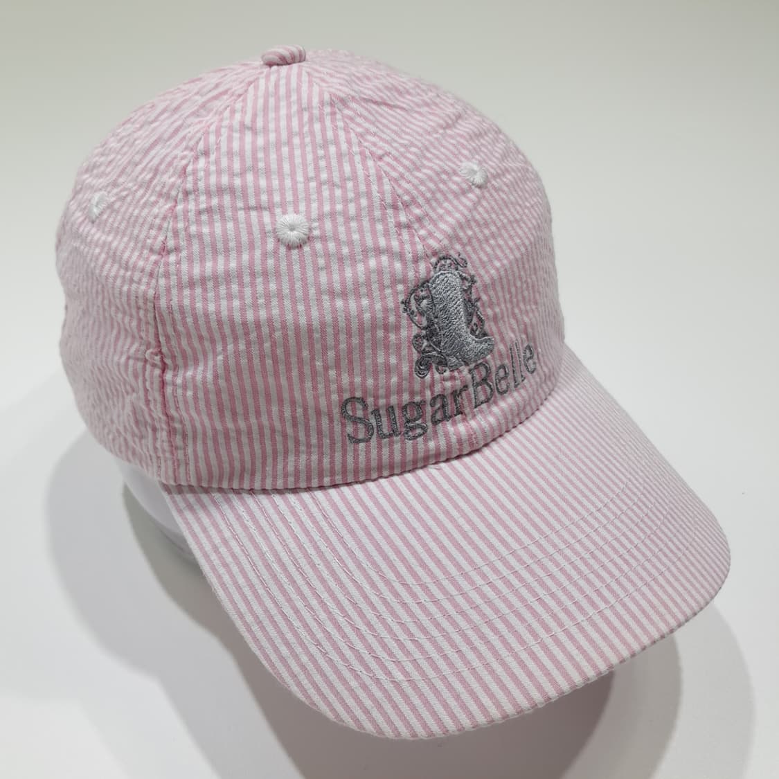 슈가벨 부츠 자수 핑크 시어서커 스트라이프 볼캡 P2066 상품이미지2