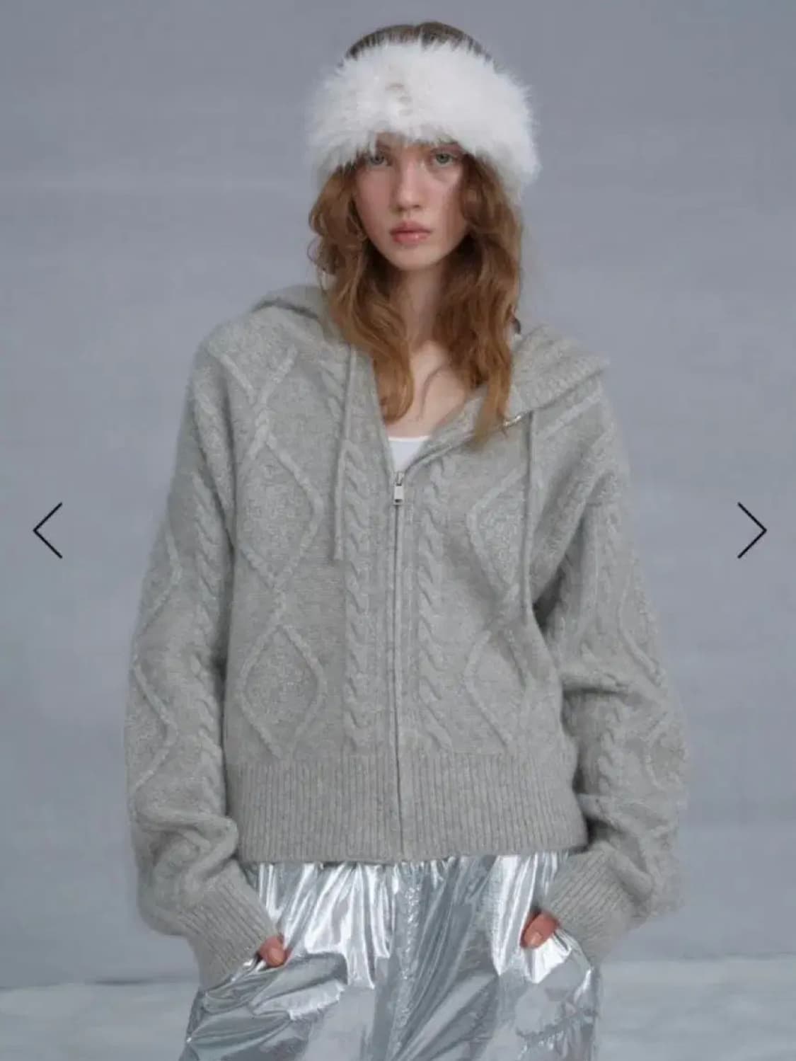 더바넷 보엔 케이블 니트집업 그레이 상품이미지1