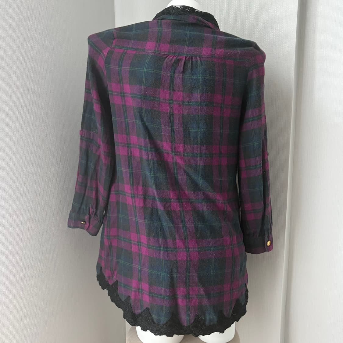 axesfemme 갸루 Plum Ruffle Plaid Blouse 상품이미지2