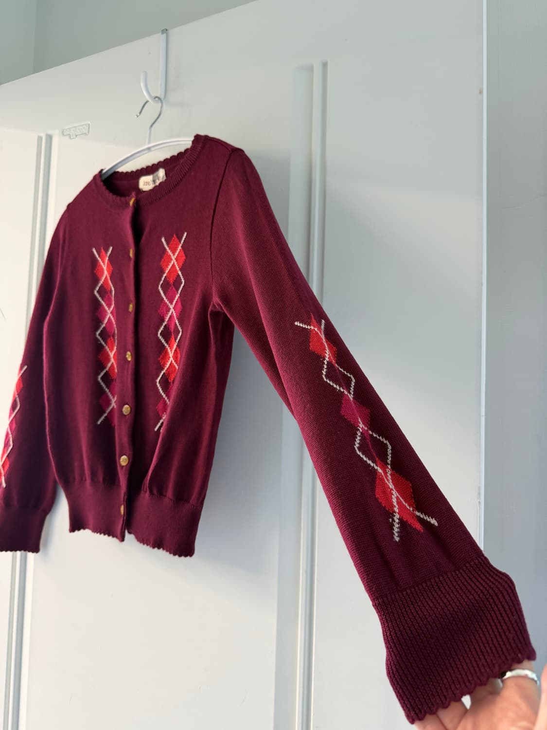 일본빈티지 클래식 아가일 울가디건 상품이미지7