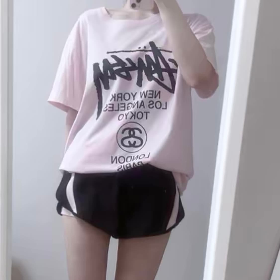 일본빈티지 페일핑크 검핑 블핑 스포티 바스락 쇼츠 숏팬츠 벌룬핏 호박바지 상품이미지4